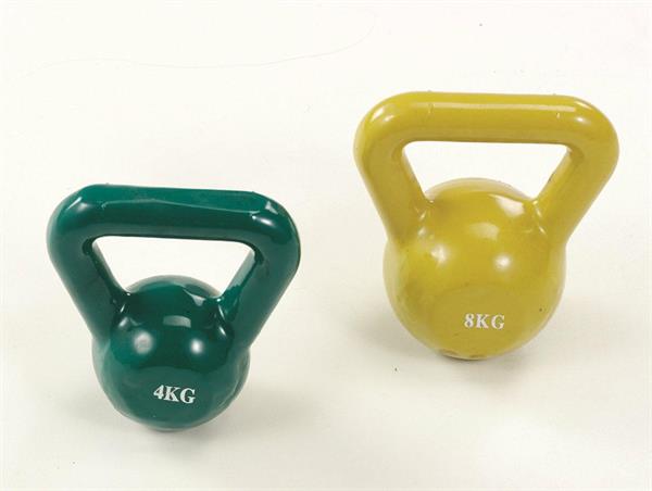 KETTLEBELL RIVESTITO IN VINILE KG.12 ROSSO BASE GOMMATA