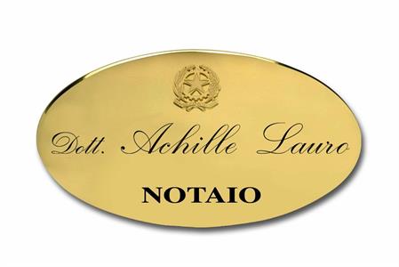 OVALE OTTONE BOMBATO 45x25 INC+LOGO