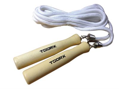 CORDA DA SALTO IN COTONE BIANCO-LEGNO