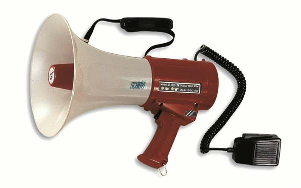 MEGAFONO 25 WATT C/SIRENA, MICROFONO STACCABILE, FISCHIO
