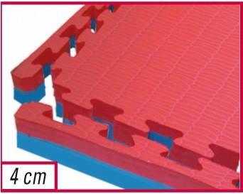 TAPPETO TATAMI AD INCASTRO 100x100x4cm CON 4 BORDI ROSSO/BLU