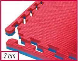 TAPPETO TATAMI AD INCASTRO 100x100x2cm CON 4 BORDI ROSSO/BLU