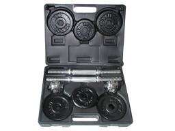 SET 2 MANUBRI CROMATI+8 DISCHI DA 1KG+4 DA 0,75+4 FERMADISCHI VITE